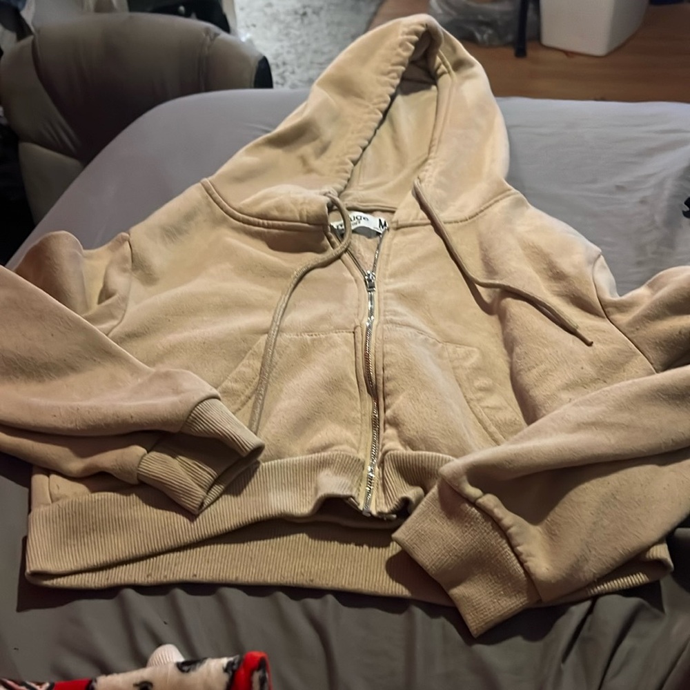 Refuge Cropped Tan Hoodie